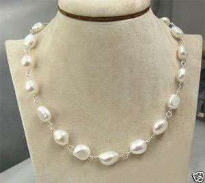 TIBET SILVER 9 10MM SOUTH SEA WHITE FW PEARL NECKLACE  