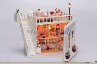 12 Dollhouse 11 Deluxe CAFE SHOP 2 storey DIY w/ Lighting,Furniture 