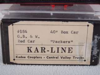 Kar Line #184 HO 40 Boxcar Green Bay & Western GBW #832  