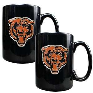   Bears NFL 2pc Black Ceramic Mug Set   Primary Logo 