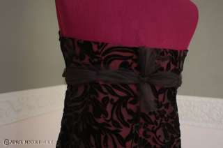 Black Burn out Silk Velvet on Red Formal Dress 18 NWOT  