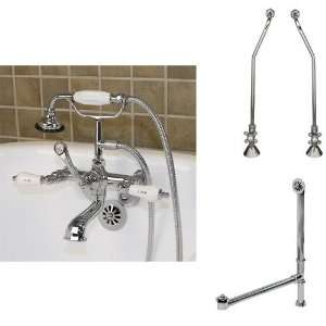 Tub Faucet with Hand Shower, Supplies for Copper Pipe, & Drain   Lever 