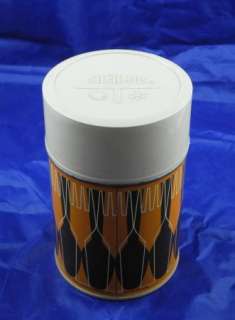 King Seeley 1971 Metal Thermos Lid And Stopper Vintge Geometric Print 