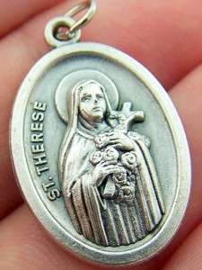 Saint St Therese Pray For Us Silver P Religious Medal  