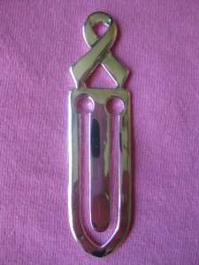 BEAUTIFUL BOOKMARK    GREAT GIFT FOR SURVIVOR   PINK RIBBON STERLING 