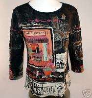 Artistically printer water based ink rhinestone studded tops in a 