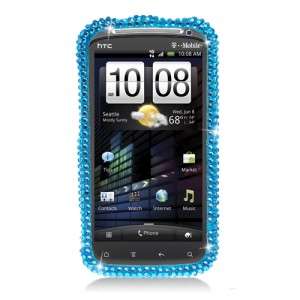 For HTC SENSATION 4G FULL DIAMOND CASE Aqua Blue Bling Phone Cover 