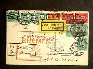 1929 GER Catapult mail Bremen, Bremen to NY 1st flight  
