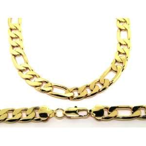    24 Inch mens 12mm 24K gold plated Figaro chain necklace   Jewelry