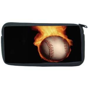 Baseball on Fire Neoprene Pencil Case   pencilcase   Ipod Case   PSP 