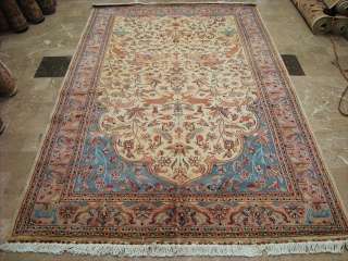 HORSES HUNTING HAND KNOTTED RUG CARPET SILK WOOL 6x9  