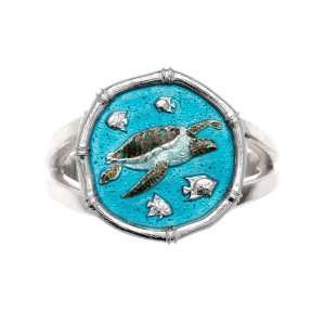    Guy Harvey 15mm Full Color Enamel Sea Turtle Ring   Size 7 Jewelry