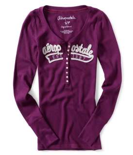Aeropostale womens long sleeve thermal henley shirt   Style # 5509 