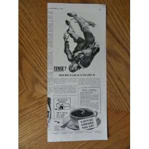 coffee producers, Vintage 30s print ad. black and white, Illustration 