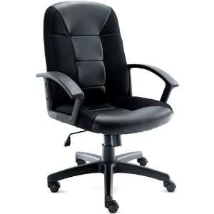   High Back Swivel/Tilt Chair, Black Leather/Mesh Fabric