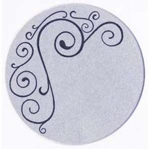   Paper Stickers Circle Black Swirl On Silver