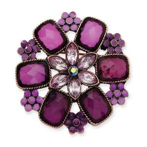    Light & Dark Purple/Purple Enamel Flower Round Pin Jewelry
