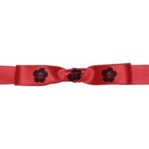  Red Satin Ribbon with Black Cherry Blossoms