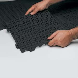 Poly Lock Black Vinyl Interlocking Drainage Floor Tile 12 x 12   3/4 