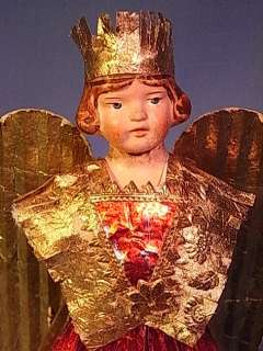 CHR3 * NUREMBERG GOLDEN ANGEL CHRISTMAS FIGURE ORNAMENT ANTIQUE GERMAN 