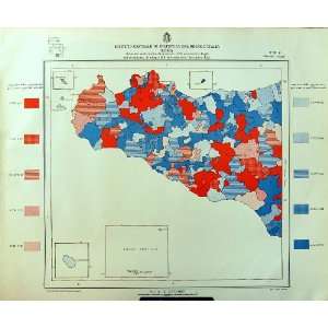    1933 Colour Map Italy Statistics Messina Population