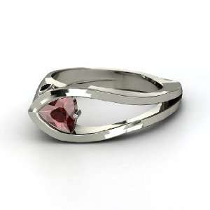   Profile Ring, Trillion Red Garnet Sterling Silver Ring with Black Onyx