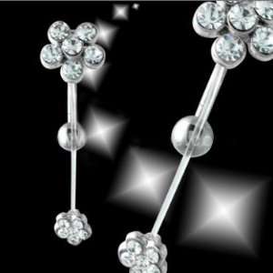  316L Surgical Steel   Clear Illusion Flower Belly Ring 