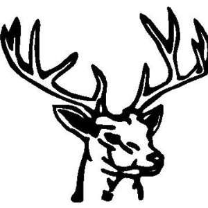 Deer Head with Antlers Tribal 5 Inch Black Decal Sticker