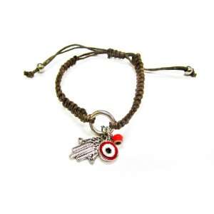   Bracelet with Circle Hoop and Hamsa/Hand of Fatima Charms   Evil Eye