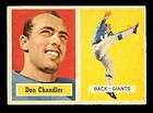 1957 Topps #023 DON CHANDLER (ROOKIE) N. Y. Giants EX 