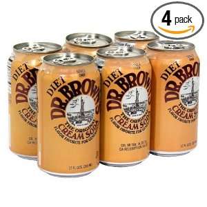 Dr. Brown Soda Cream Soda Diet 6 pack, 12 ounces (Pack of4)  