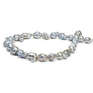  Silver South Sea Free form Baroque Pearl Necklace, 10.0 14 