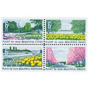   68   1969 6c Beautification of America Postage Stamps Plate Block (4
