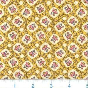 110 Quilt Backing Aunt Grace Blocked Floral Yellow Fabric By The 
