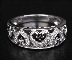   GOLD Pave H/SI DIAMOND WEDDING Band RING HEART SHAPED Art Deco  