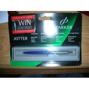 Parker Jotter Ballpoint Pen Stainless Steel and Blue Lacquer Made in 