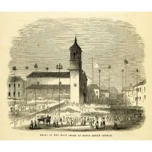1856 Wood Engraving Feast Holy Ghost Santa Anna Church Brazil Tower 