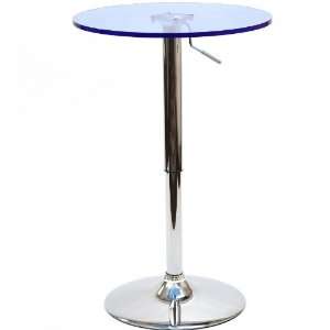   Adjustable Bar Table with Clear Acrylic Blue Top