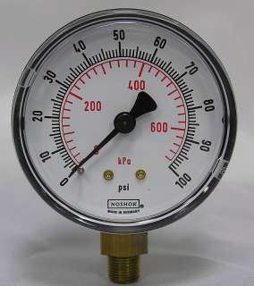 100 PSI Pressure Gauge NIB NOSHOK 2.5 Dial 1/8 NPT  