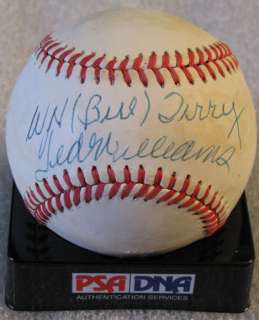 Ted Williams Bill Terry Signed Auto Baseball PSA DNA  