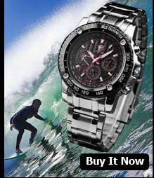 New SHARK Date & Day Stainless Men Wrist Quartz Watch  