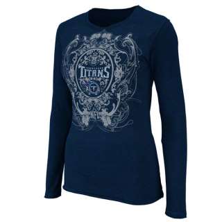 Tennessee Titans Womens Coin Toss Navy Long Sleeve Top  