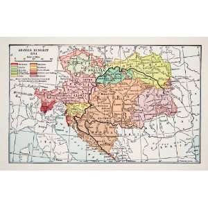  1935 Print Map Austria Hungary Europe Switzerland Italy Bohemia 