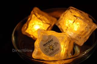 Set of 12 Litecubes YELLOW Light up LED Ice Cubes 022099175087  