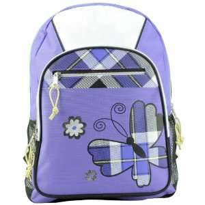   inch American Princess Purple Plaid Butterfly Student Bookbag Backpack