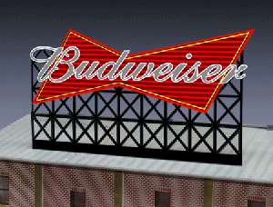 Miller Animated Billboard Sign Budweiser Beer HO O #4981 NEW  