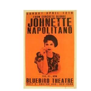  Johnette Napolitano Handbill Poster Orange at Bluebird 