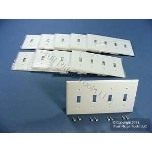 10 Leviton White 4 Gang UNBREAKABLE Switch Cover Wallplates 80712 W