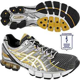 Mens Asics Gel Kinsei 4 Running Shoes Black/White/Gold  