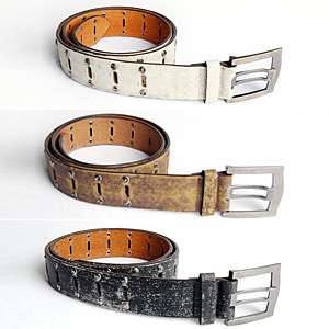 Mens Stud Recycling Leather Belts Brown Black White  